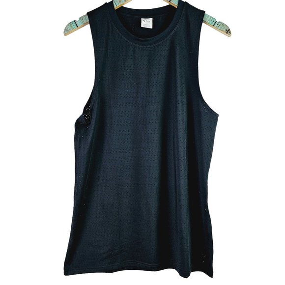 Zyia Active Perforated Lightweight Breathable Mesh Black Tank Top, M - Picture 2 of 8